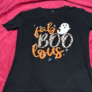 Black Halloween T-Shirt with Orange and White Design